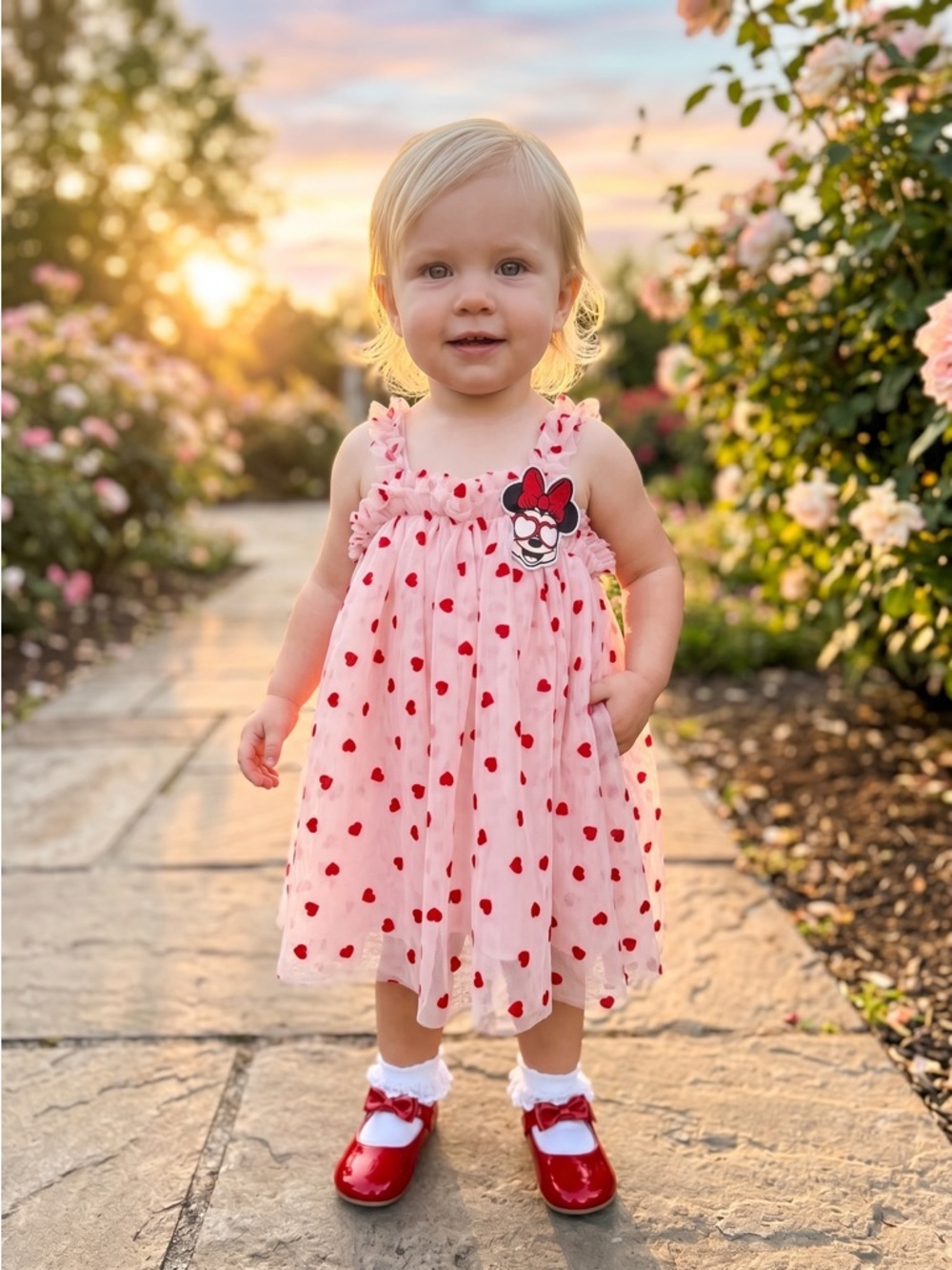 Disney Minnie Mouse Pink Dress with Minnie Mouse in sunglasses